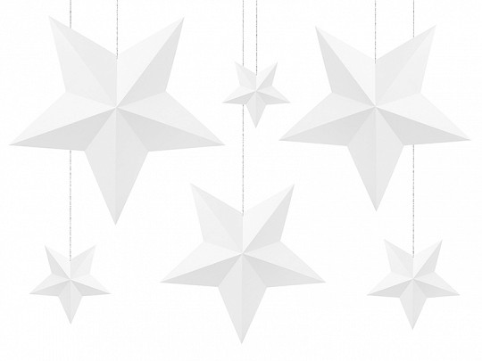 Zestaw białych papierowych gwiazd 3D