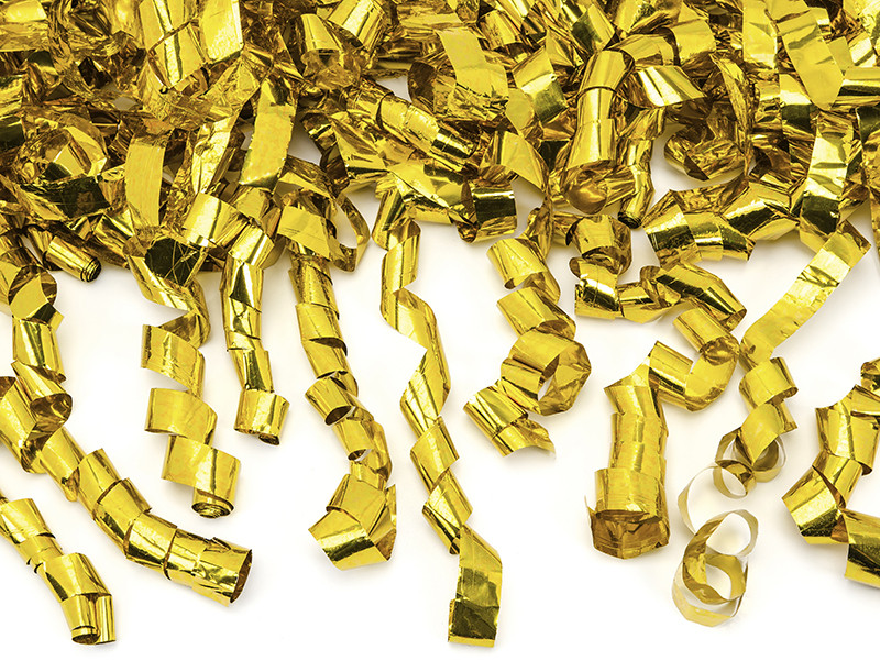 Wystrzałowa tuba konfetti - metalizowane, złote serpentyny / 40 cm