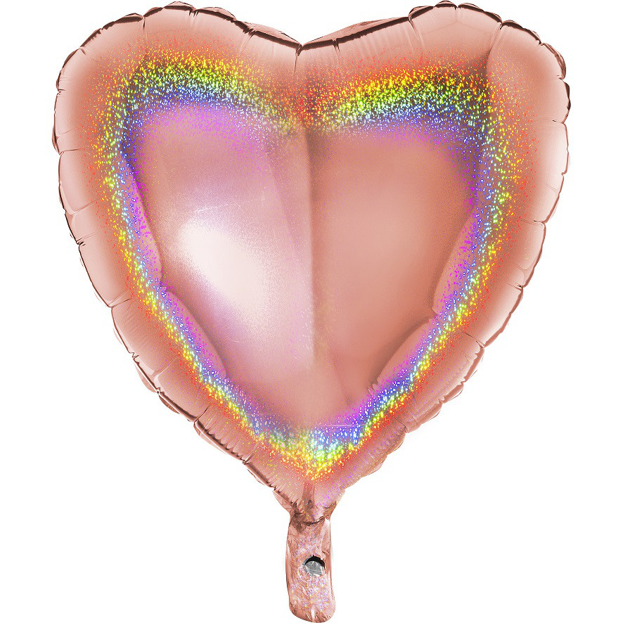Balon foliowy 36" Serce holograficzne Rose Gold