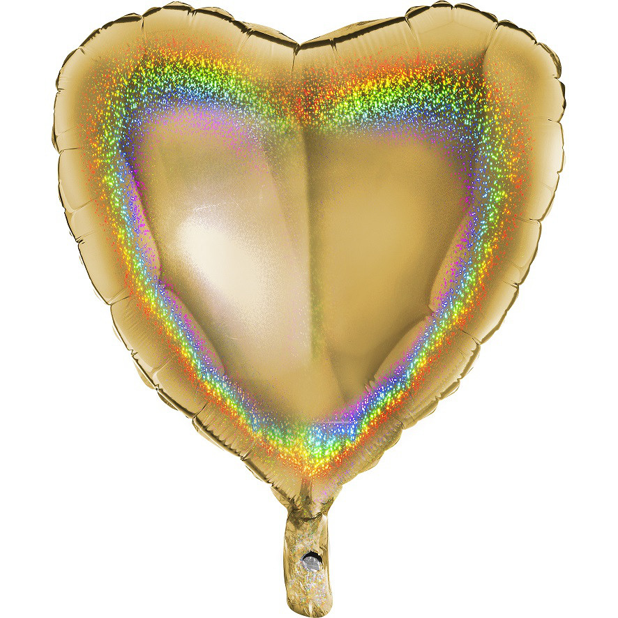 Balon foliowy 36" Serce holograficzne złote (niezapakowany)