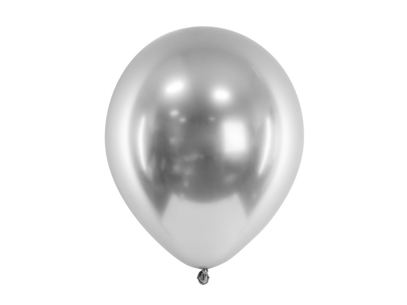 Balony lateksowe Glossy PD, srebrne / 27 cm