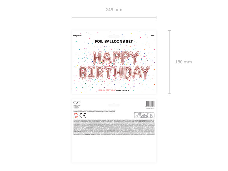 Balon foliowy napis "Happy Birthday", różowe złoto / FB6M-019R