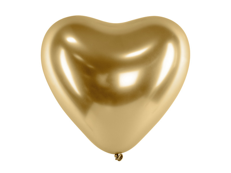 Balony lateksowe Glossy Serca, złote / 30 cm