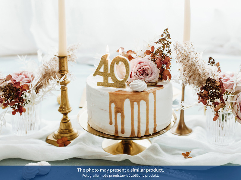Świeczka urodzinowa liczba "40", złoty brokat