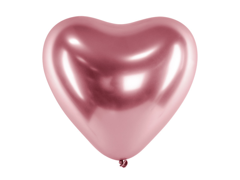 Balony lateksowe Glossy Serca, różowe złoto / 30 cm