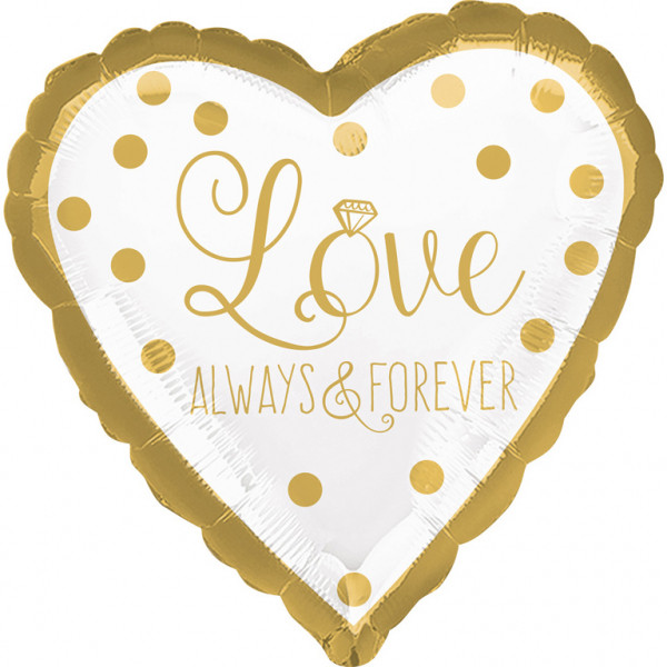 Balon foliowy Serce "Love Always & Forever" / 43 cm