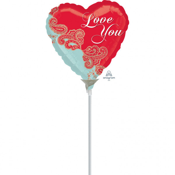 Balon foliowy Serduszko "Love You" / 23 cm