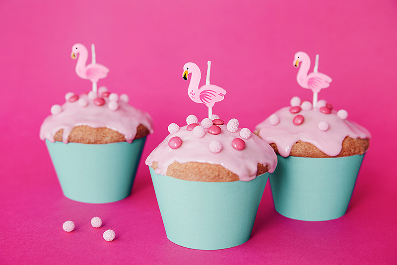 Świeczki urodzinowe na tort "Flamingi" / 3 cm