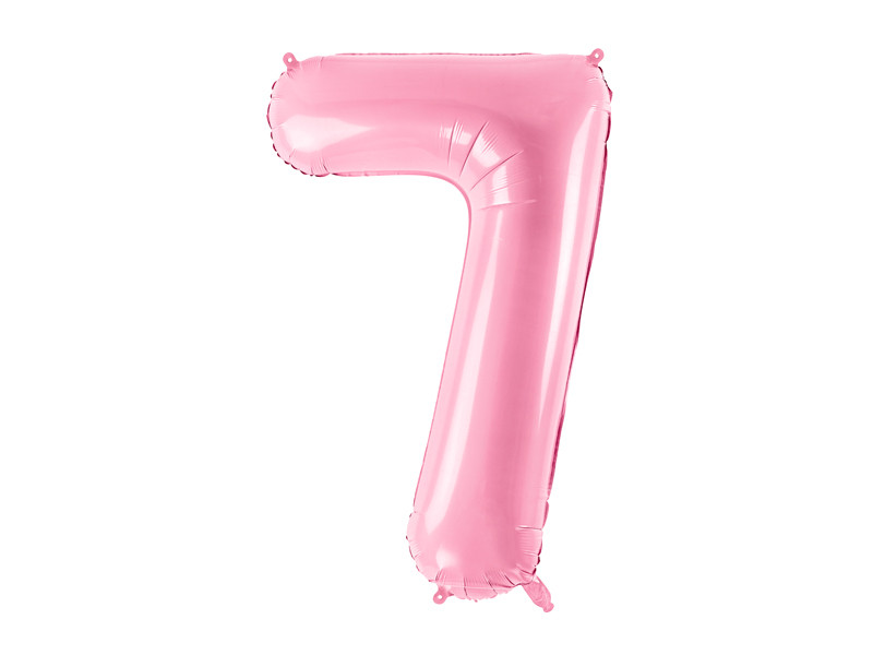 Balon foliowy pastelowy cyfra "7", jasny róż / 86 cm