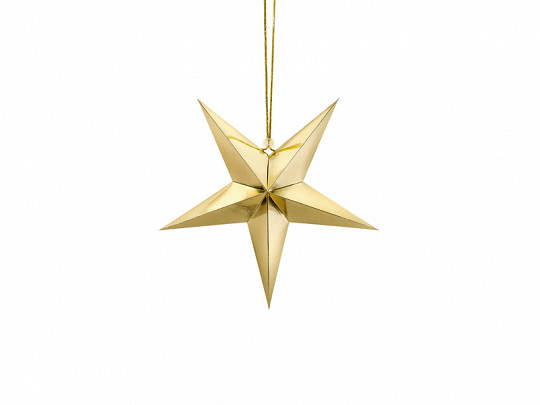 Złota gwiazda świąteczna / 70 cm