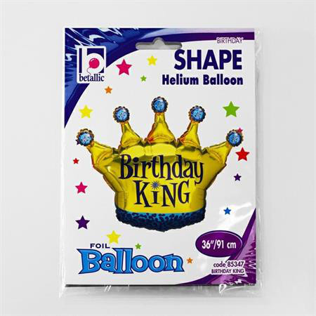 Balon foliowy "Korona Birthday King" / 91 cm