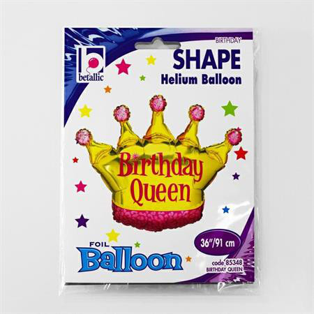 Balon foliowy "Korona Birthday Queen" / 91 cm