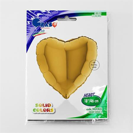 Balon foliowy 18" Serce, gładkie złote / 46 cm