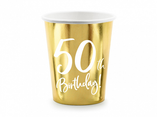 Kubeczki papierowe na 50 urodziny "50th Birthday"
