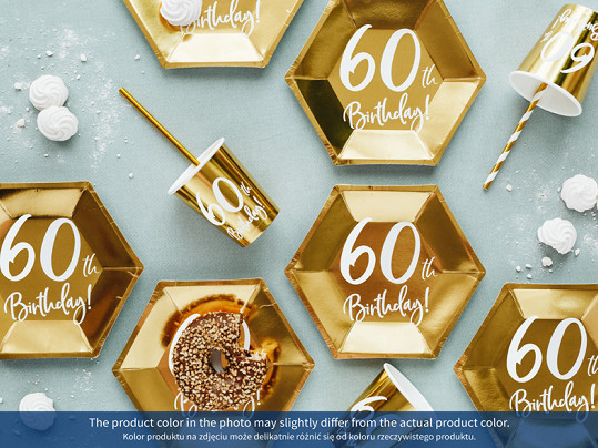 Kubeczki papierowe na 60 urodziny "60th Birthday"