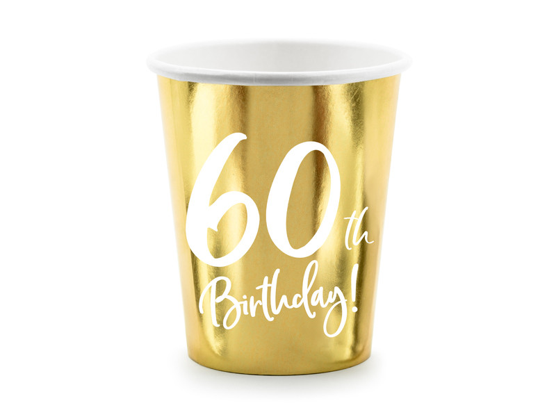 Kubeczki papierowe na 60 urodziny "60th Birthday"