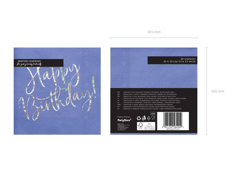 Serwetki papierowe "Happy Birthday" / SP33-80-074