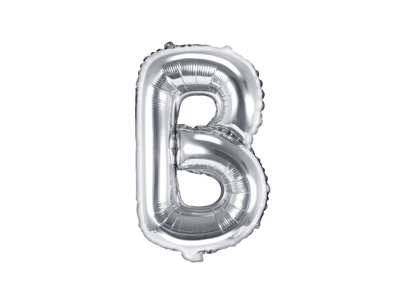 Balon foliowy 14" metalizowany litera "B", srebrna / 35 cm