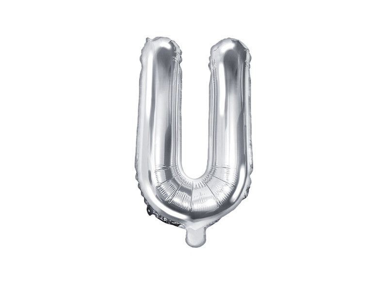 Balon foliowy 14" metalizowany litera "U", srebrny / 35 cm