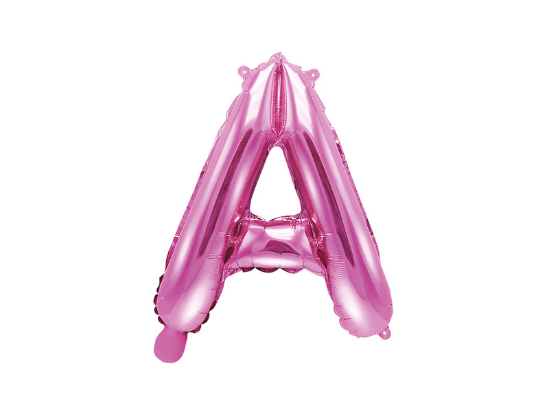 Balon foliowy 14" metalizowany litera "A", różowa / 35 cm