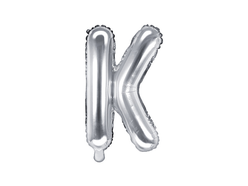Balon foliowy 14" metalizowany litera "K", srebrna / 35 cm