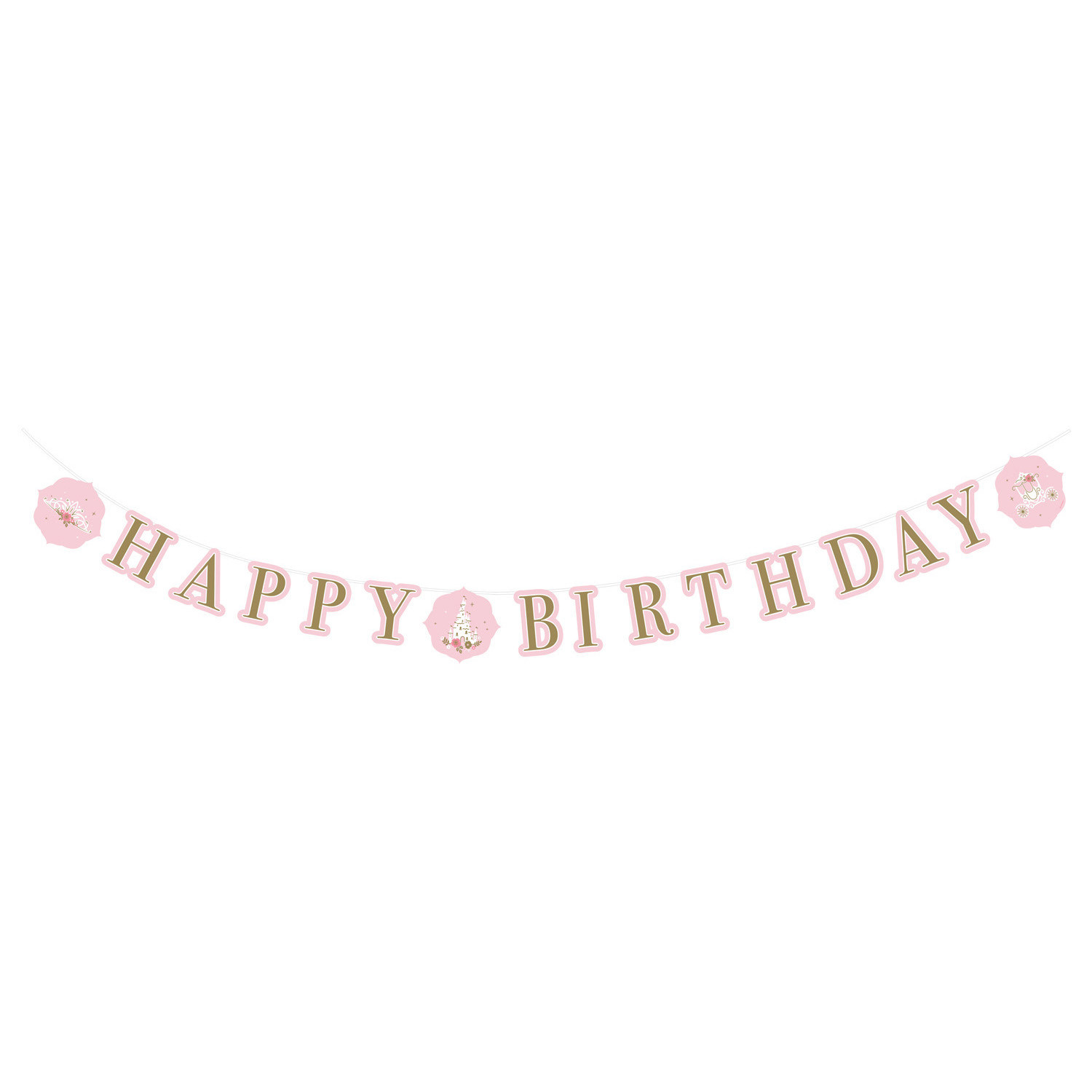 Girlanda papierowa "Happy Birthday" Księżniczka / 170x15 cm