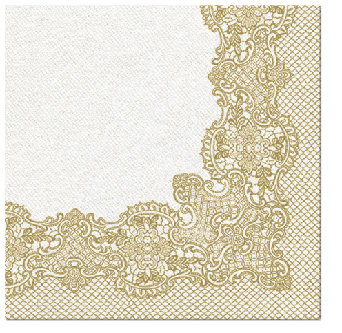 Serwetki flizelinowe wzorzyste "Royal Lace", złote /  40x40