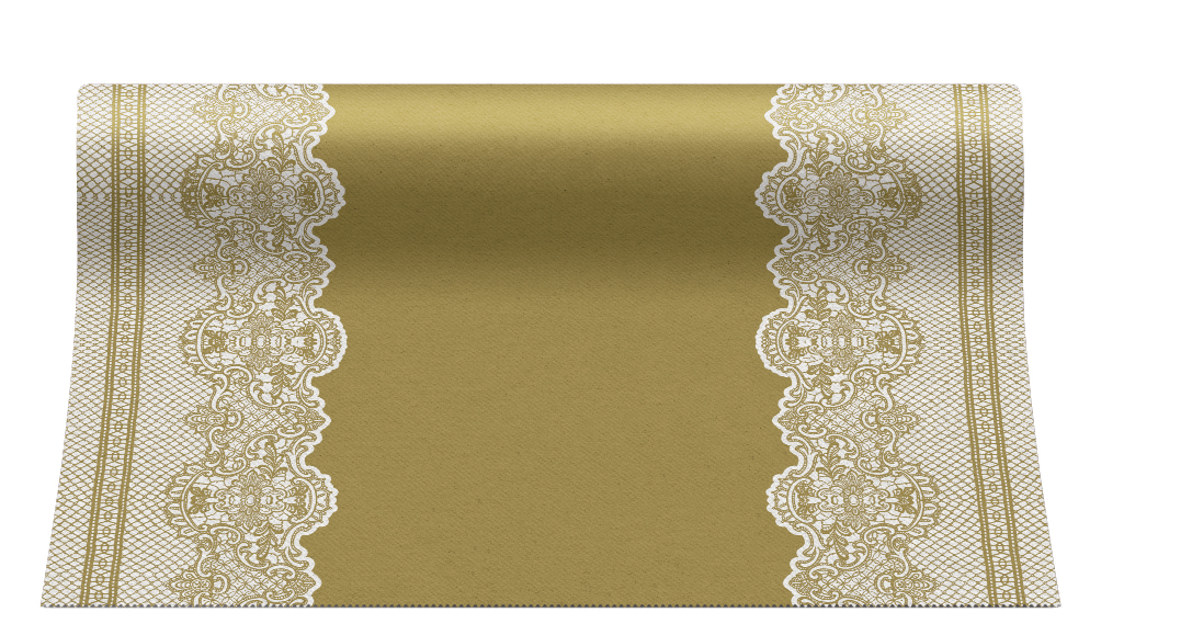 Bieżnik flizelinowy wzorzysty "Royale Lace", złoty / 40cmx24m