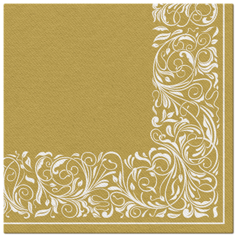 Serwetki flizelinowe wzorzyste "Elegant Tangle", złote / 40x40