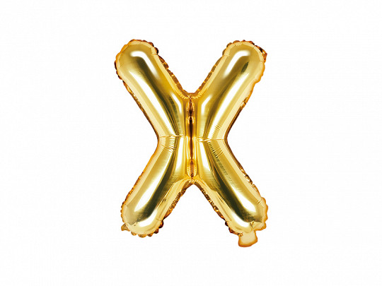 Balon foliowy 14" metalizowany litera "X", złota 35 cm