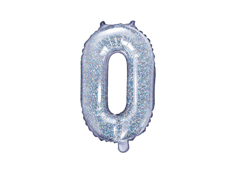 Balon foliowy 14" litera O"", srebrna holograficzna / 35 cm
