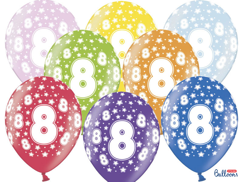 Balony na 8 urodziny, mix kolorów / SB14M-080-000-6