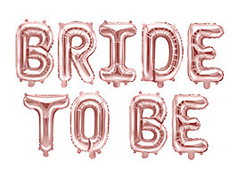 Balon foliowy różowe złoto "Bride to be" / 340x35 cm