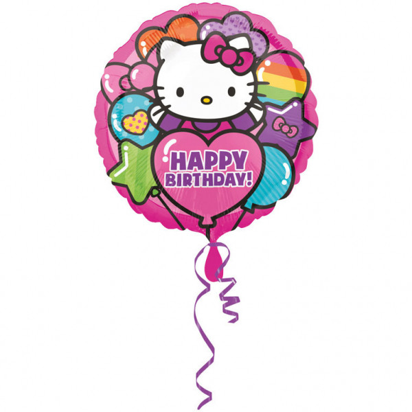 Balon foliowy "Hello Kitty - Happy Birthday" / 43 cm