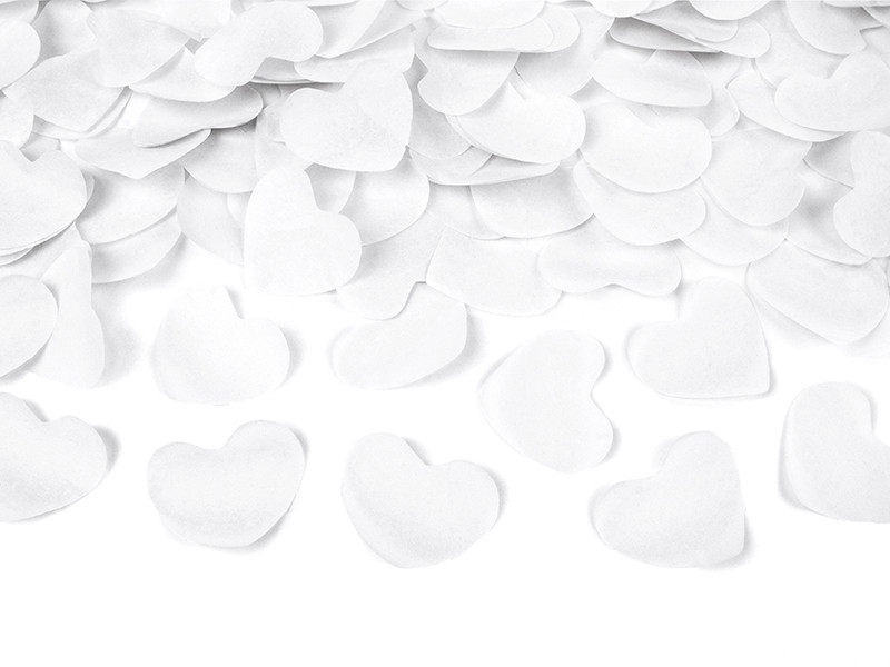 Wystrzałowa tuba konfetti - bibułowe, białe serca / 80 cm