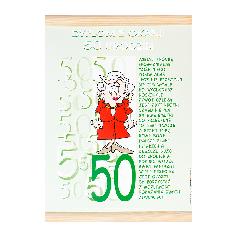 Dyplom na urodziny "50 urodziny" / WER-DYPLOM-196-KOLOR