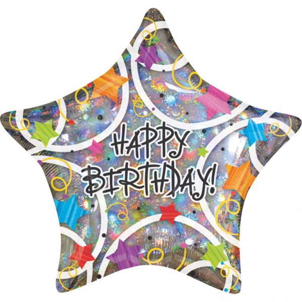 Balon foliowy gwiazda "Happy Birthday"