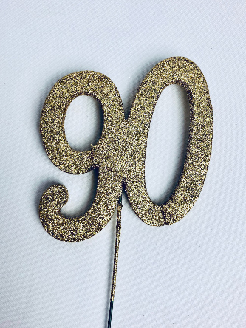 Brokatowa złota cyfra "90" na piku / CBP290
