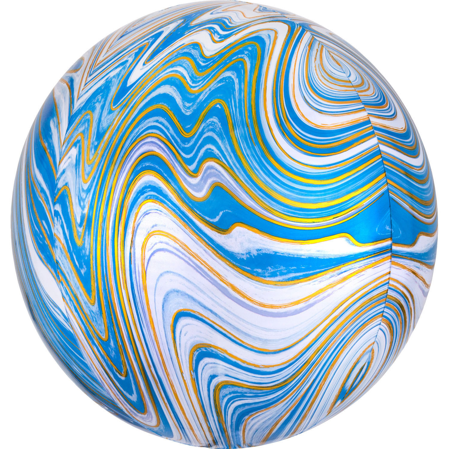 Balon foliowy Orbz - Kula Marble niebieska / 38x40 cm