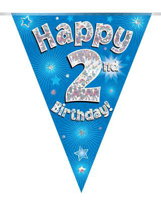 Girlanda  niebieskie flagietki "2 urodziny"