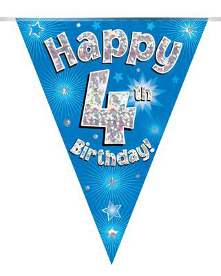 Girlanda niebieskie flagietki "4 urodziny"
