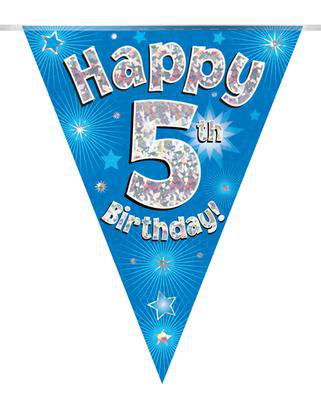 Girlanda niebieskie flagietki "5 urodziny"