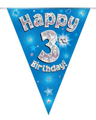 Girlanda niebieskie flagietki "3 urodziny"