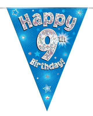 Girlanda niebieskie flagietki "9 urodziny"