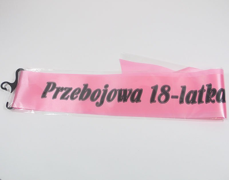 Szarfa na 18 urodziny "Przebojowa 18-latka", mix kolorów / LOR-568-SZARFA-P18