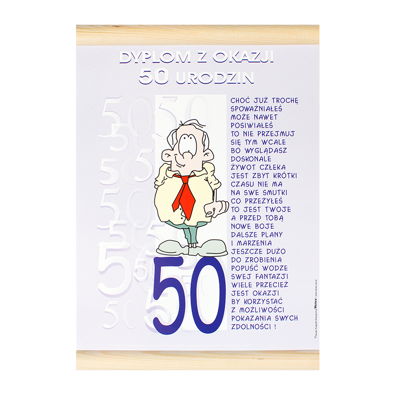 Dyplom na urodziny "50 urodziny dla Pana" / WER-DYPLOM-197-KOLOR