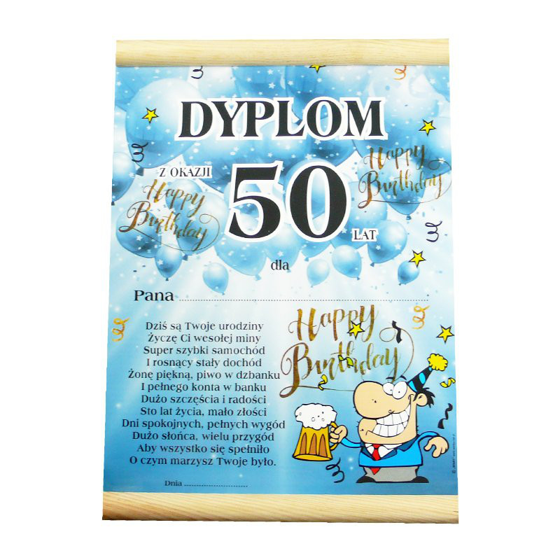 Dyplom na urodziny "50 urodziny" / WER-DYPLOM-261-KOLOR