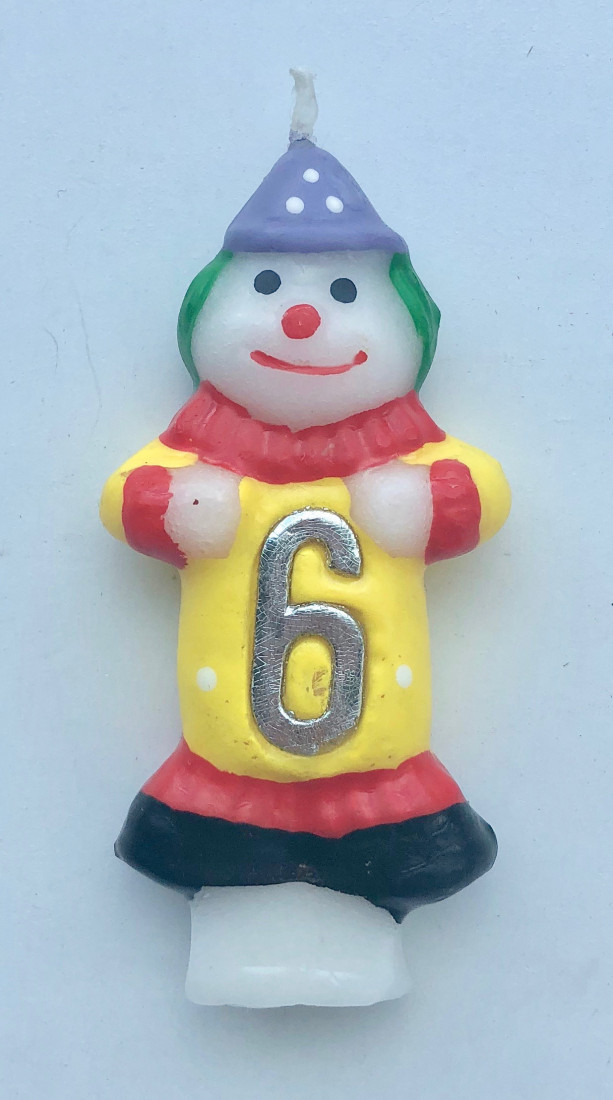 Świeczka cyferka "Urodzinowy Clown 6" - WYPRZEDAŻ