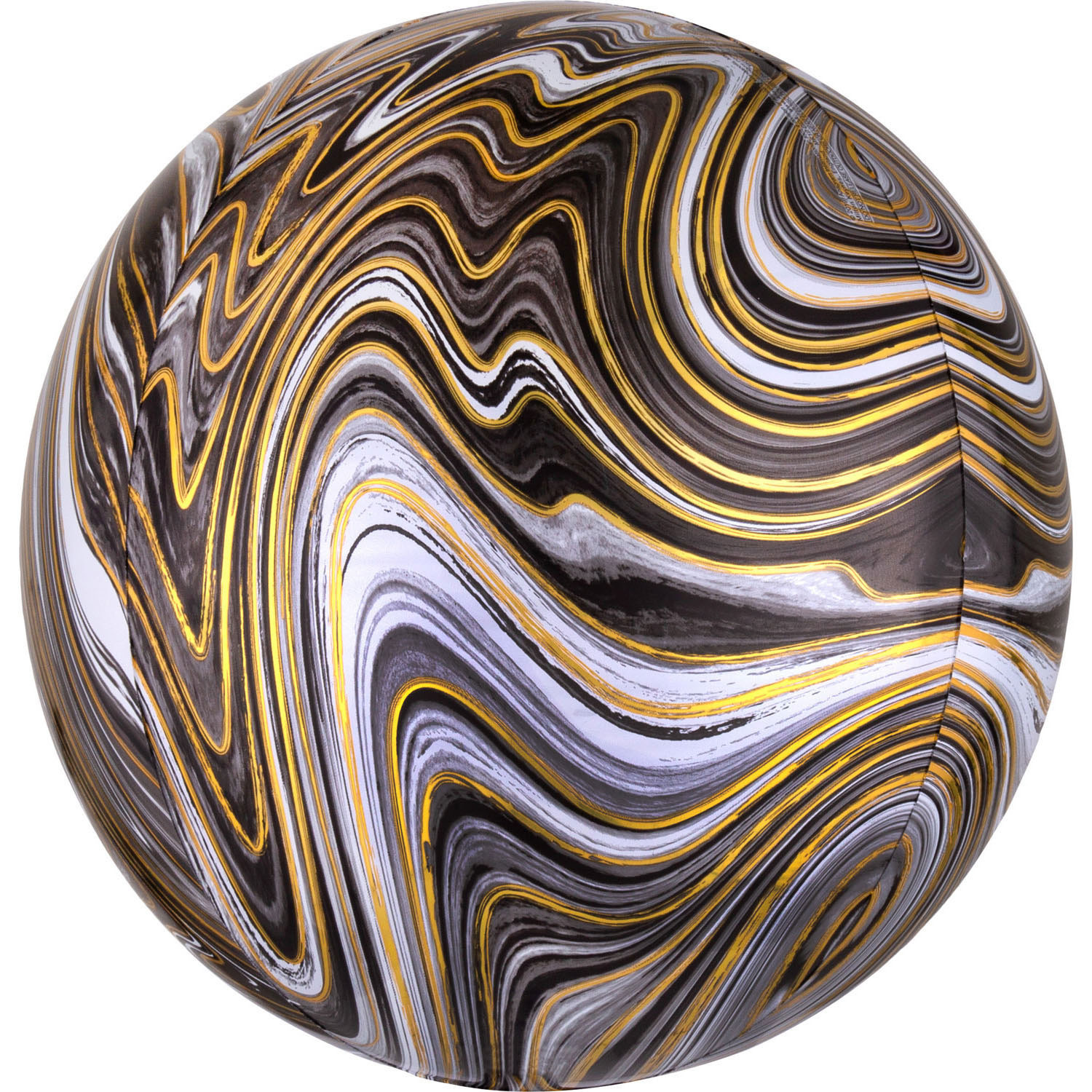 Balon foliowy Orbz - Kula Marble czarna / 38x40 cm