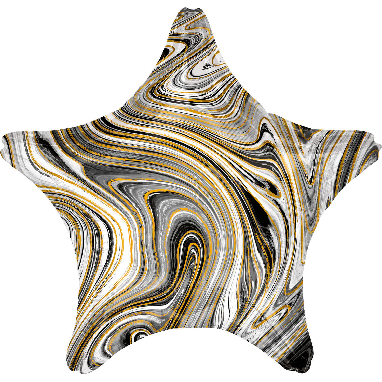Balon foliowy metalizowany - Gwiazda Marble czarna / 48 cm